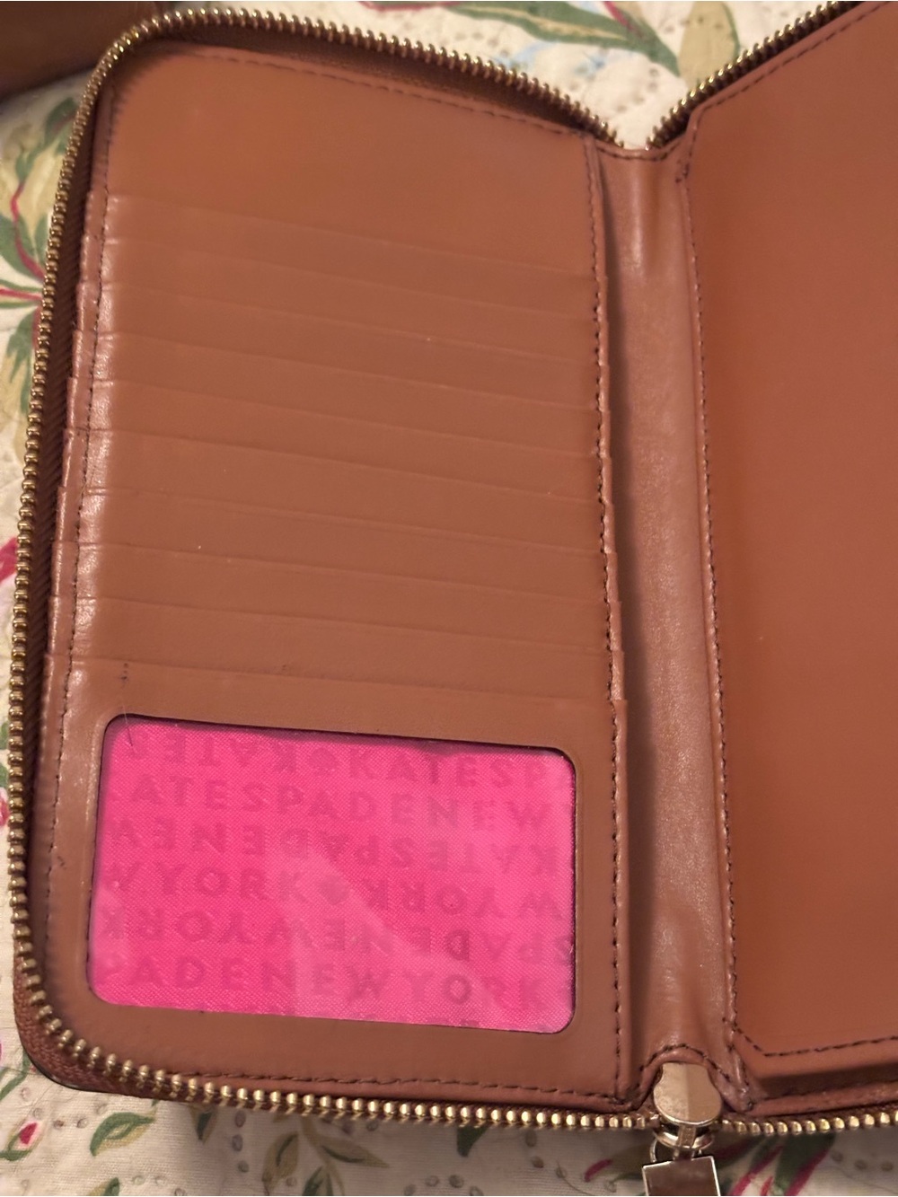 kate spade Cognac Brown Leather Tote with Matching Zip Wallet - Picture 13 of 14